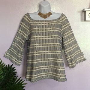 Anthropologie PostageStamp Stripe Bell Sleeve Top